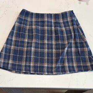 Princess Polly Blue and Gray Plaid Mini Skirt